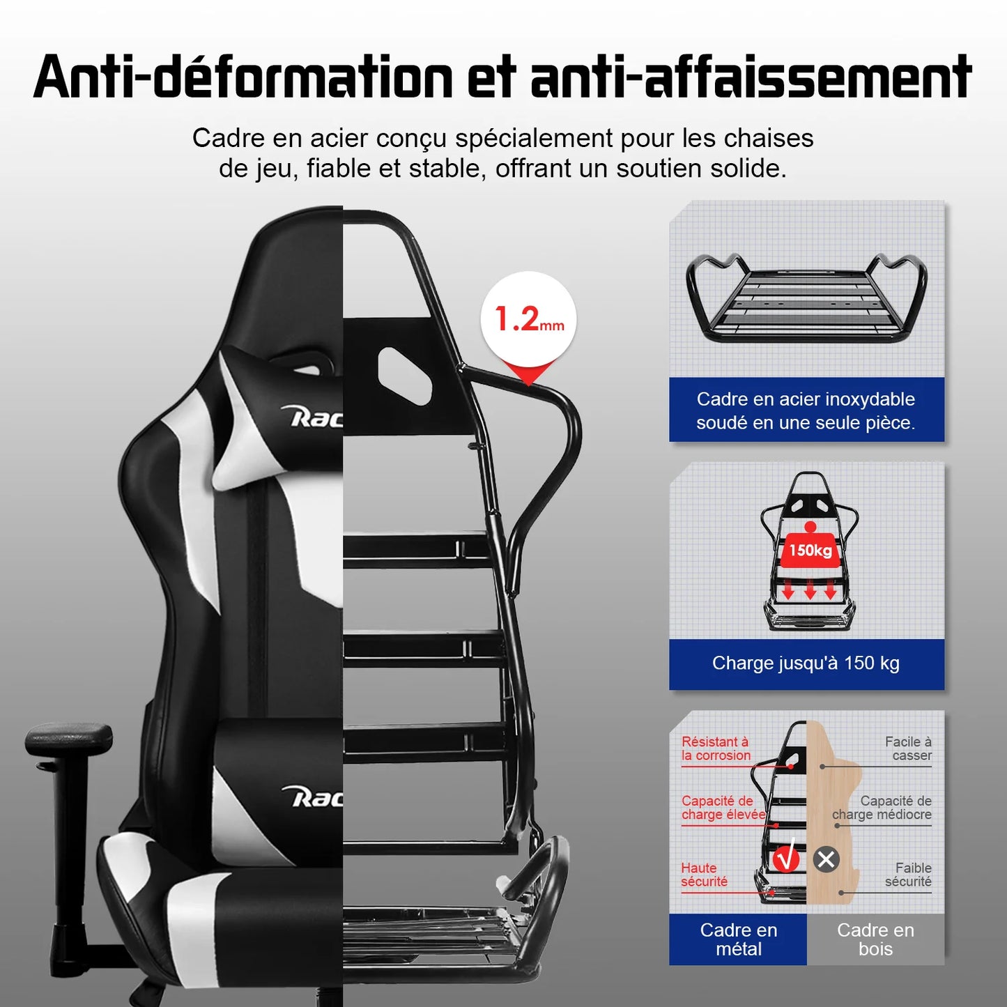 Hiazurm Ergonomic Gaming Chair for Adults, Adjustable Office Chair with 3D Wing Design, S-Shaped Back Support, Lumbar Support & Steel Frame