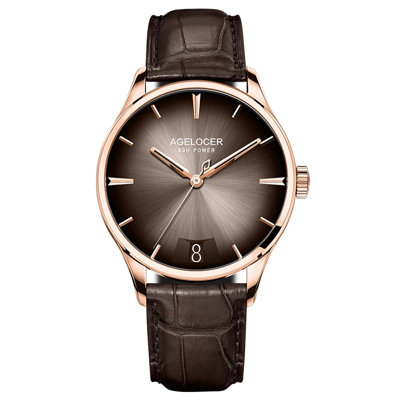 AGELOCER Original Budapest Watch Steel Strap Men's Business Dress Big Calendar Automatic Mechanical Watch Birthday Gift for Men