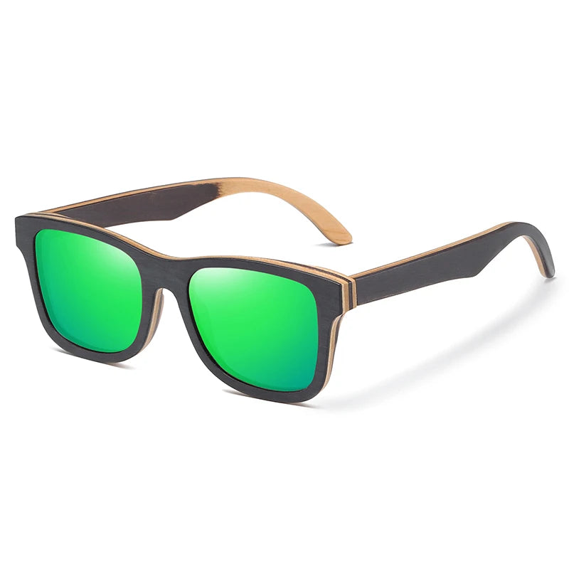 GM 100% Natural Skateboard Wooden Sunglasses Handmade Polarized Mirror Coating Lenses Eyewear Wood Sunglasses