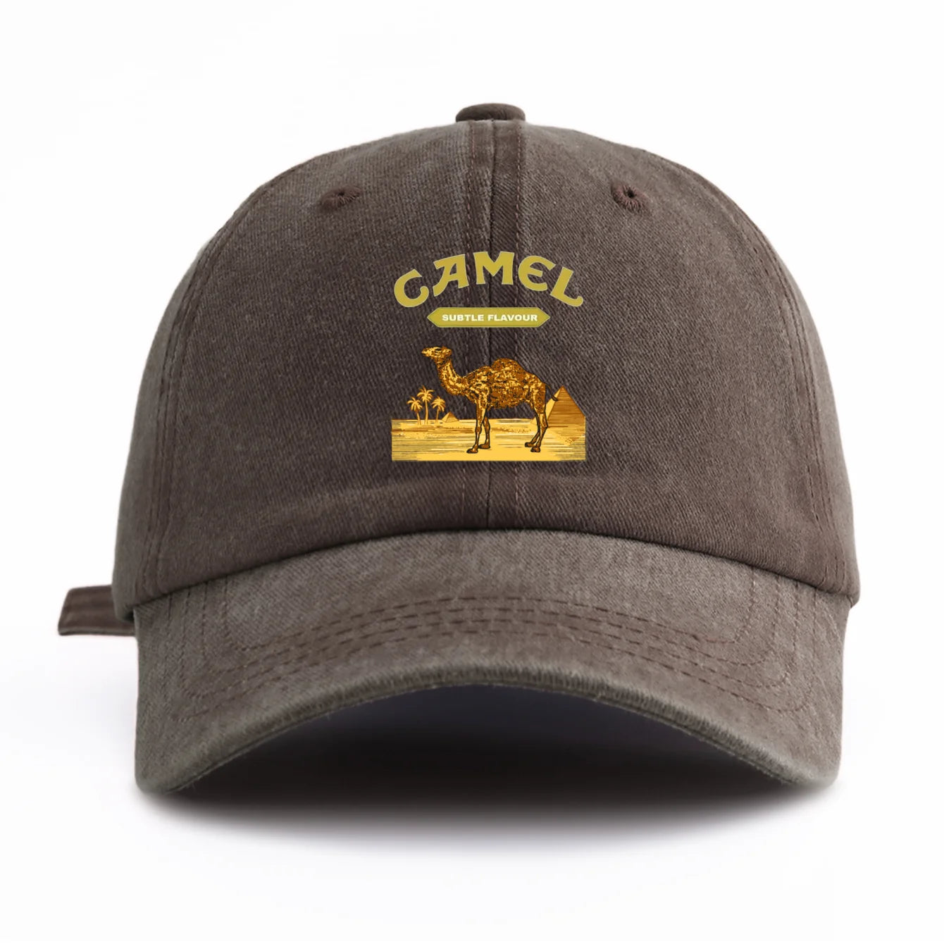 1pc Camel Print Washed Baseball Cap for Adults, Minimalist Retro Style Casual Soft Adjustable Dad Hat, Perfect As Gift