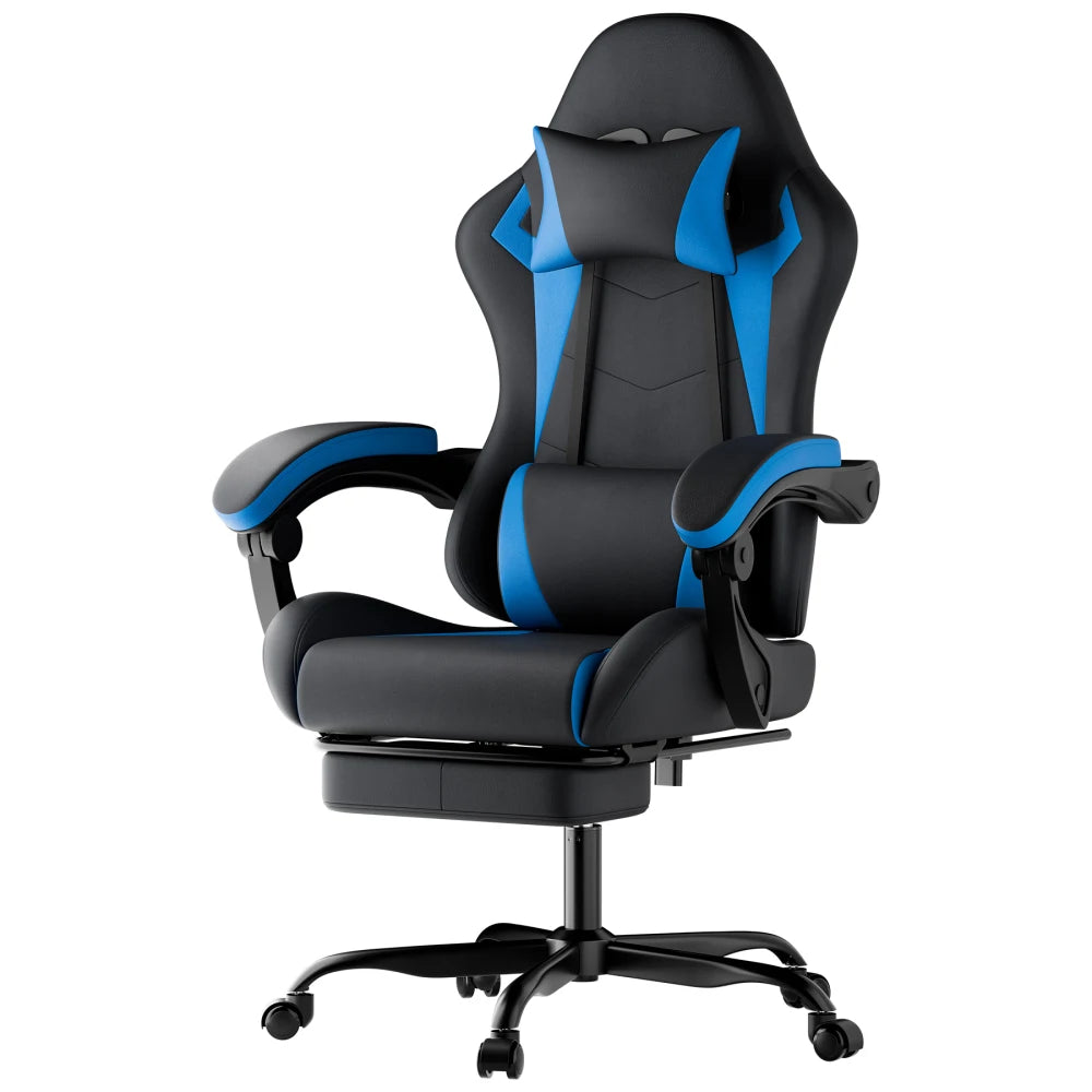 Ergonomic Gaming Chair with Lumbar Support, Adjustable Headrest, Footrest, Height Adjustable Office Gaming Chair for Adults