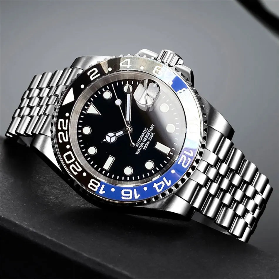 Reloj automático para hombre Miyota8215 resistente al agua 200m, reloj de buceo 40mm, movimiento mecánico, luminoso, correa Jubilee y hebilla Glide Lock