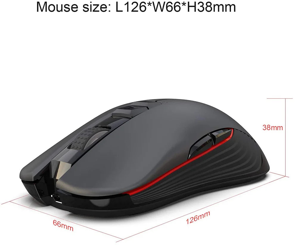 Ratón gaming inalámbrico USB-C 2.4G recargable, 3600DPI, 7 botones, Type-C, silencioso, para Macbook, portátil, PC y ordenador