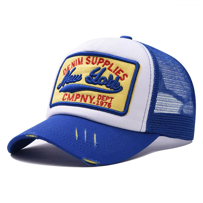 3D Embroidered Duck Tongue Hat New York Embroidered Baseball Hat Mesh Breathable Sunshade Truck Driver Hat