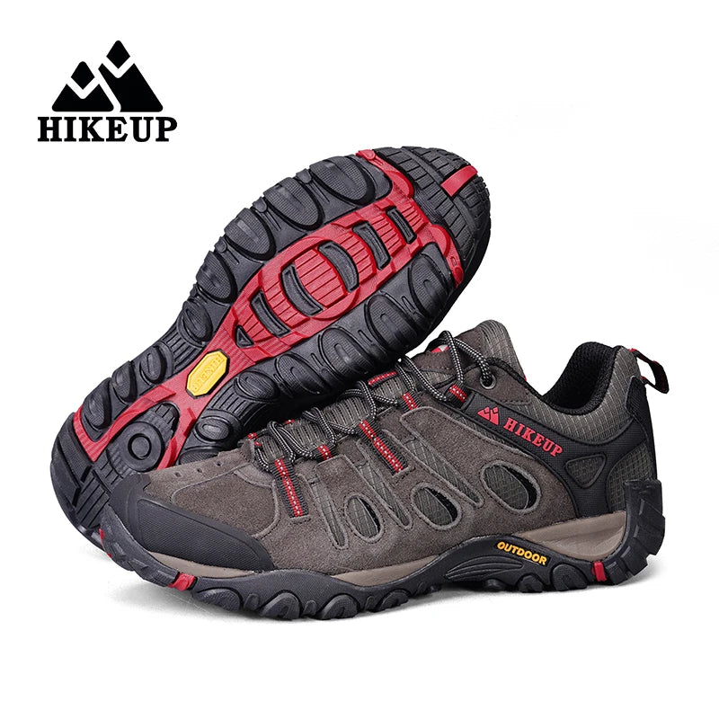 HIKEUP Hiking Shoes Mens Winter Climbing Trekking Sneakers for Men Leather Breathable Outdoor Anti-skid Sports Work Man Shoes