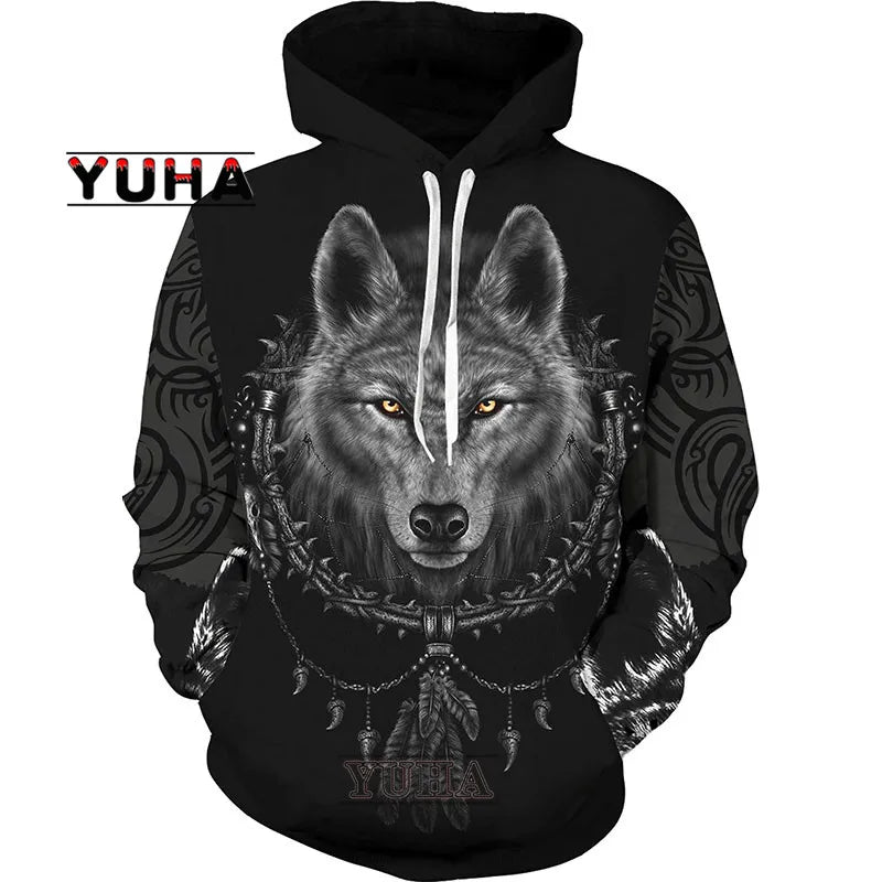 Wolf 3d Printed Hoodies Unisex Cool Pullover Animal Graphic Sweatshirt Men’s Street Wear