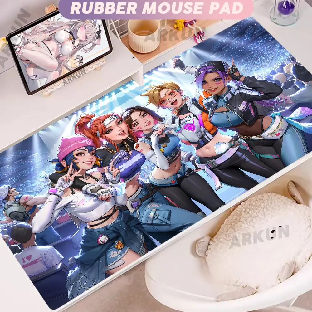 Madingas didelis FPS 900x400 anime žaidimų merginos Overwatch nešiojamojo kompiuterio ir biuro minkštas guminis stalo kilimėlis, XXL žaidimų pelės kilimėlis