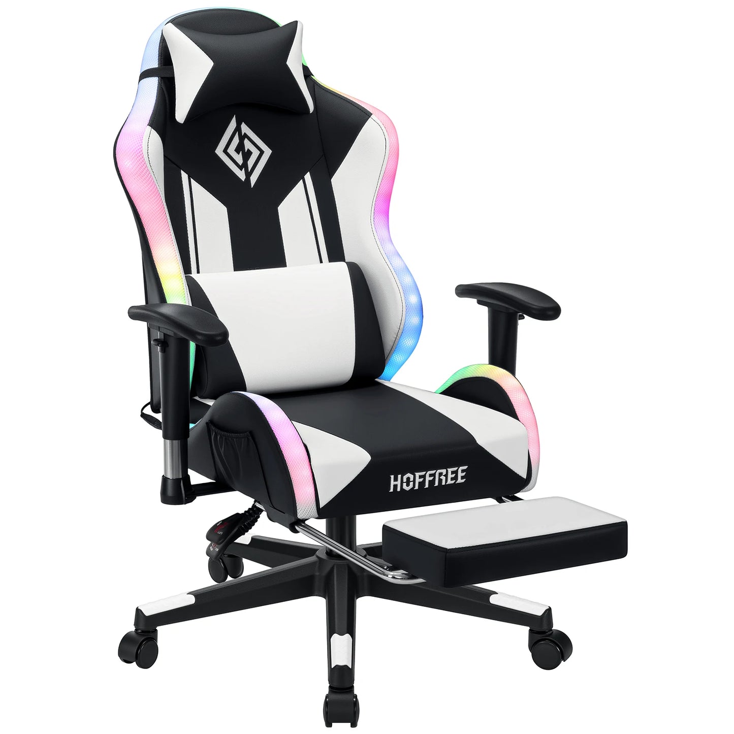 Silla gaming LED para niños de 8-15 años, silla gamer ajustable con iluminación LED, reposapiés y soporte lumbar, silla ergonómica para PC