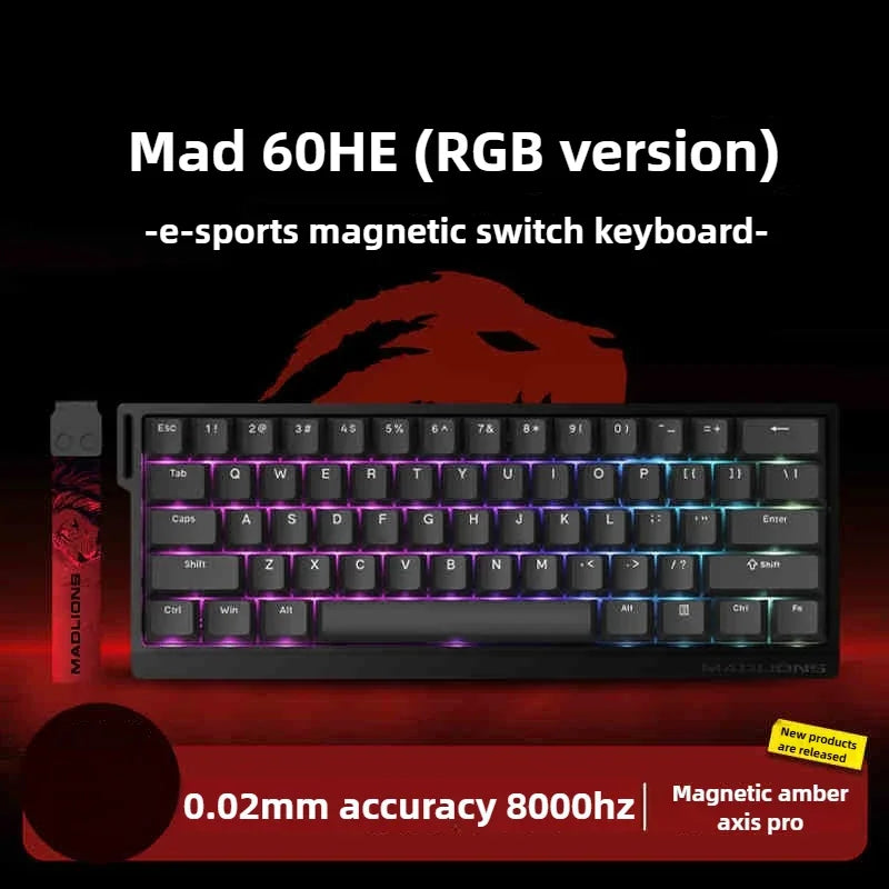 Teclado gaming FGG MAD60 RGB de eixo magnético, dedicado a jogos, com teclas totalmente hot-swap, resposta rápida e personalização de entrada de gama
