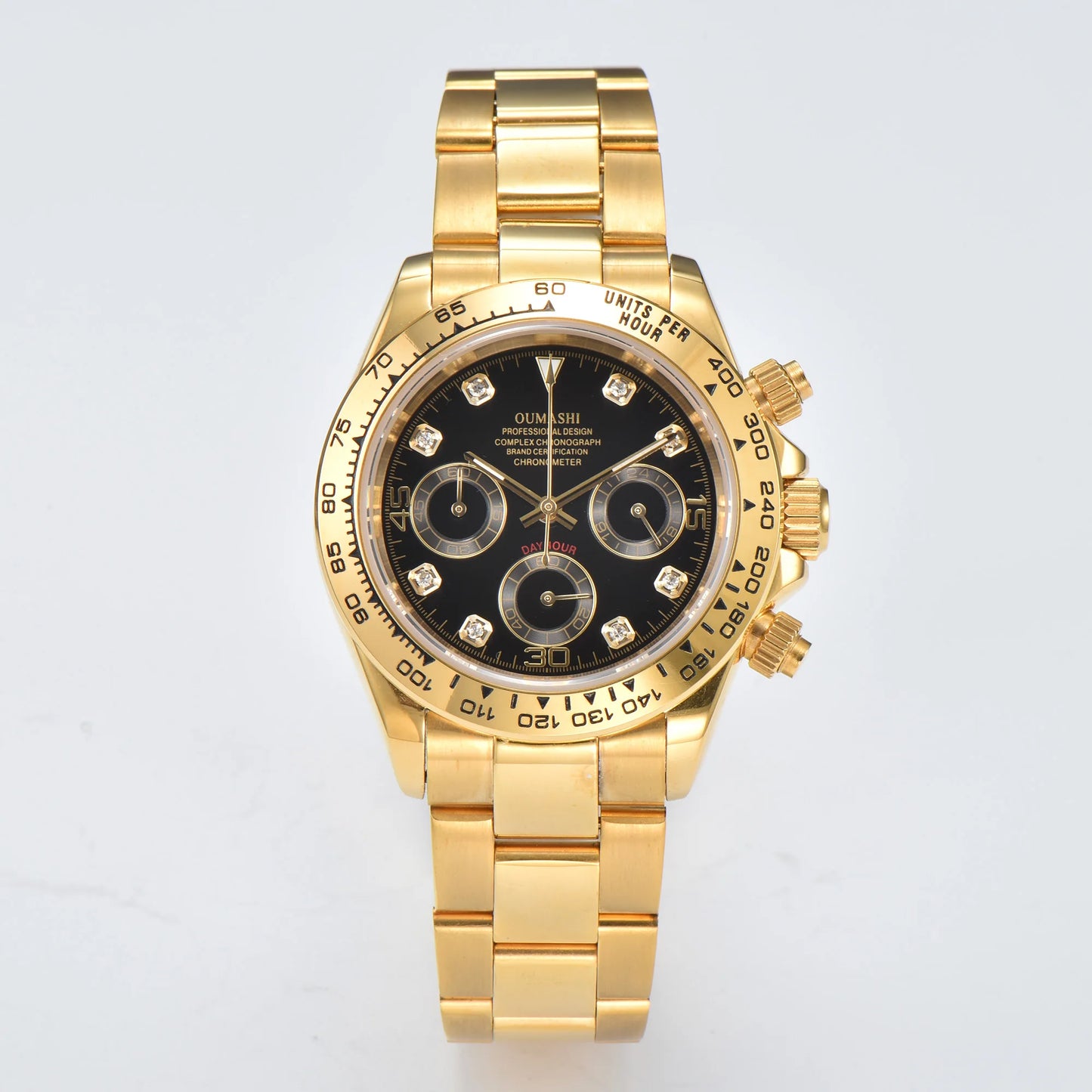 Luxury VK63 Watches gold 39mm quartz Chronograph Business Watch Men's VK63 Sport Sapphire Glass Gem dial Ceramic bezel inser