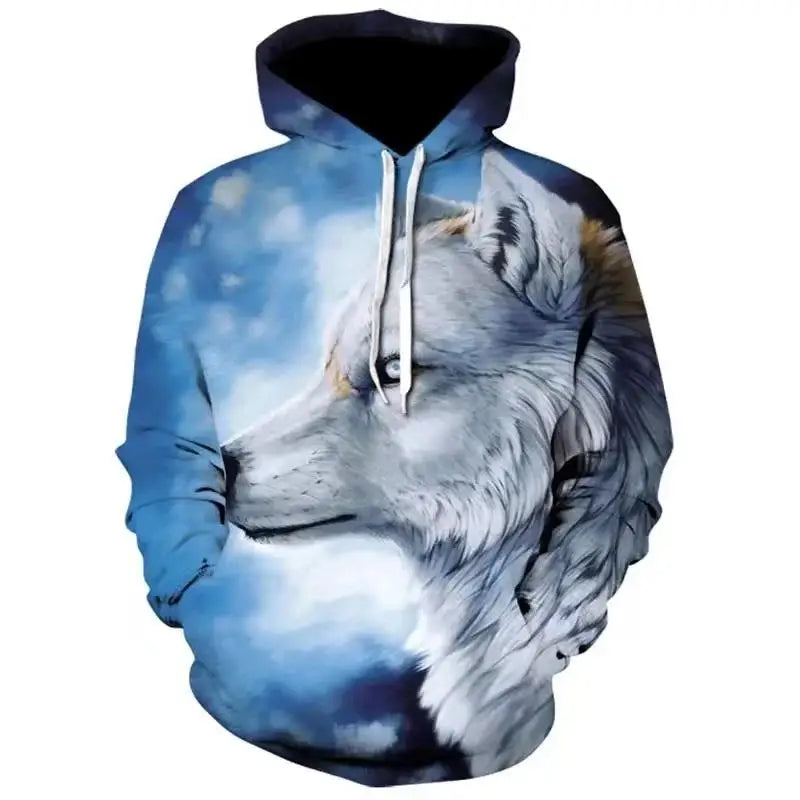 2023 Herbstmode Neu Lover Wolf Herren-Hoodie mit 3D-Muster, lockerer Herbst-Sweatshirt-Streetwear-Style, Fun-Brand