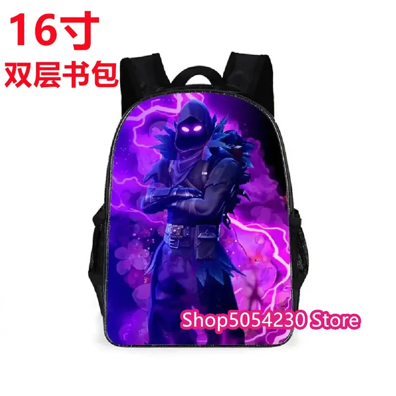 Fortnited 3-delige rugzak voor jongens Victory Game 16 inch, waterbestendige kleuterrugzak, coole basisschoolrugzakken