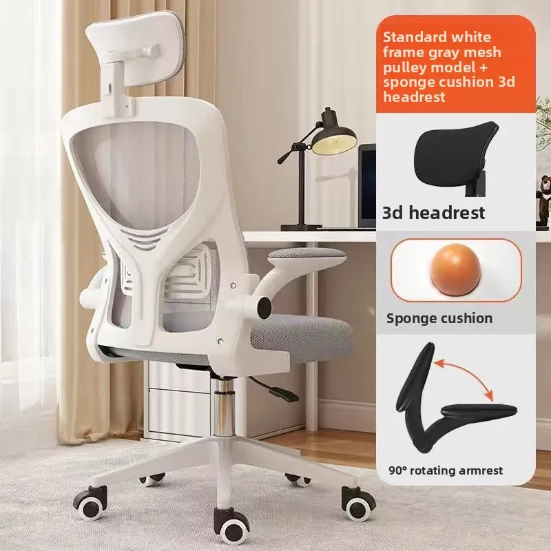 Ergonomic Gaming Chair for Home Office, Comfortable Office Desk Chair with Cushioned Seat, Study Chair for University Dorm, Adjustable Height Computer Chair