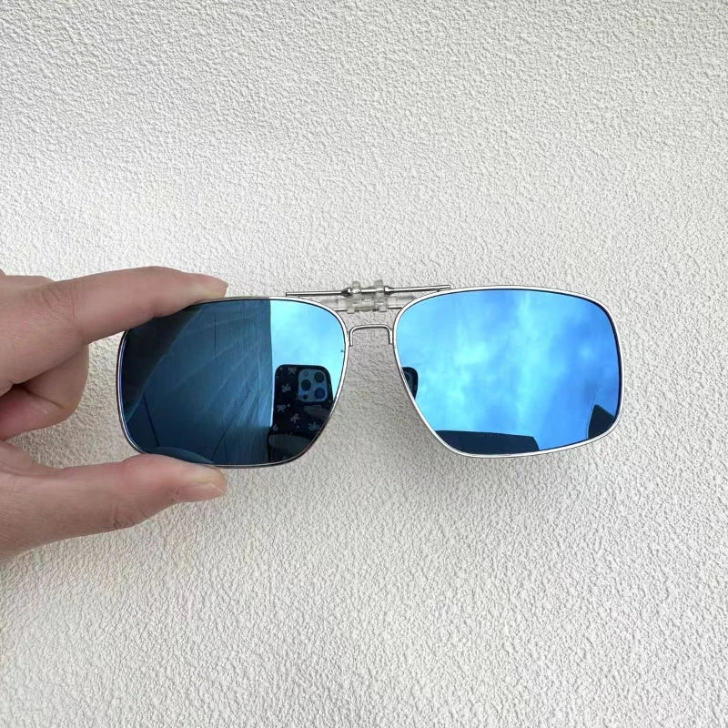 REXXAR Mens Metal Clip on Sunglasses Polarized Eyeglasses UV400 Women Square Night Vision Driving Sun Glasses