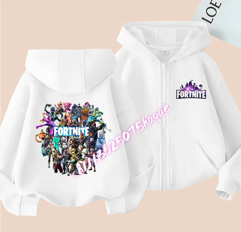 Fortnites Kids Zipper Hooded Coats Anime Fortress Night Sweatshirts Game Spring Autumn Hoodies Sportwear Children Clothes Gift