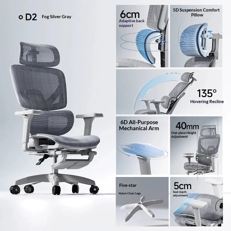 Silla de oficina de malla ergonómica ejecutiva para ordenador y gaming, mueble moderno giratorio con ruedas ajustable, silla gaming ergonómica