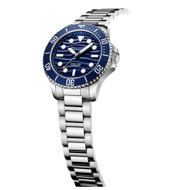 Seagull Ocean Series Automatic Man Mechanical Wristwatches Wave Dial Calendar 200m Waterproof Luminous Diving Watch reloj 6203