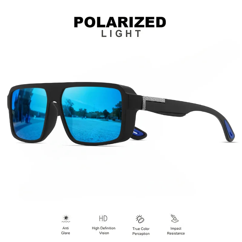Classic Retro Punk Polarized Square Sunglasses - UV400 Unisex for Daily Casual, Outdoor Sports, Fishing & Driving
