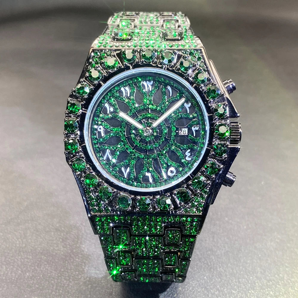 Luxury Gold Men Watch Waterproof Stainless Steel Iced Bracelet Full Diamond Watches For Male New Dial Work Trend Clock Gift