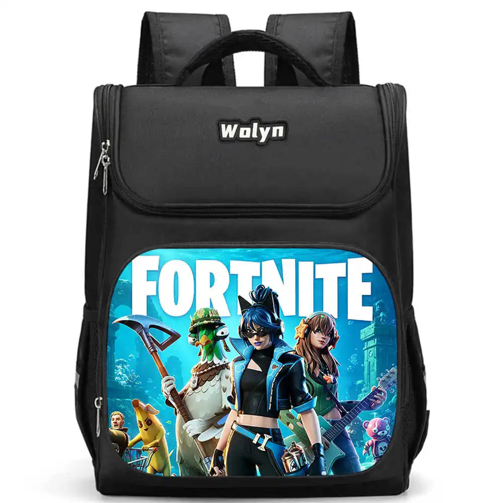 School Backpack With Multi Compartment ,Large Cartoon Fortnite School Bags For Boys & Girls,Durable Child Backpack For Aged 5-10