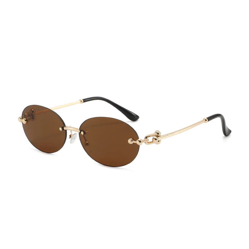 Oval Rimless Sunglasses High-End Casual and Luxurious Women's Borderless Sun Glasses Fashion and Personalized Sunglasses