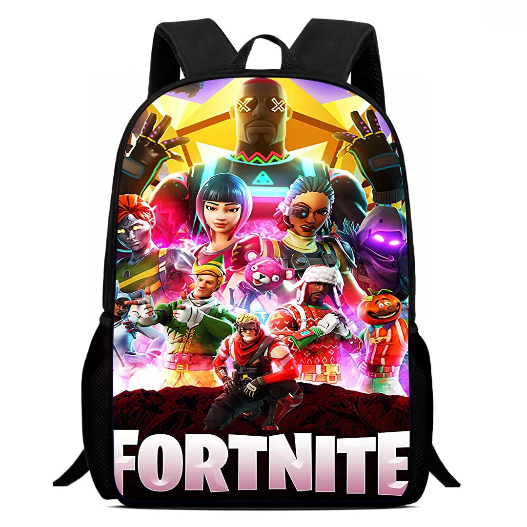 Mochila Escolar Fortnite de 15 Polegadas com Desenho Animado para Crianças, Meninos e Meninas, Mochila Leve com Estampado de Jogo, Grande, Adequada para Idades dos 5 aos 8 Anos