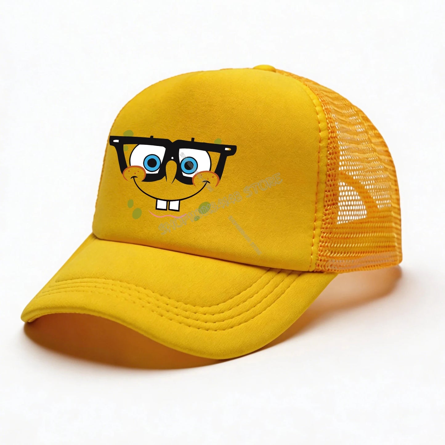 Spongebobs Baseball Cap Kids Adult Cartoon Emoto Mesh Cap Kawaii Peaked Hat Yellow Anime Summer Cap Girls Boys Accessories Gift
