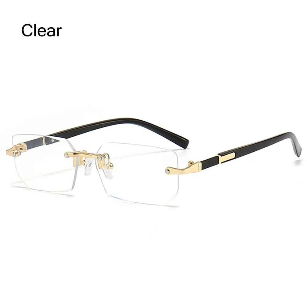 Retro UV400 Protection Rimless Rectangle Sunglasses Y2K Shades Frameless Sun Glasses for Women & Men