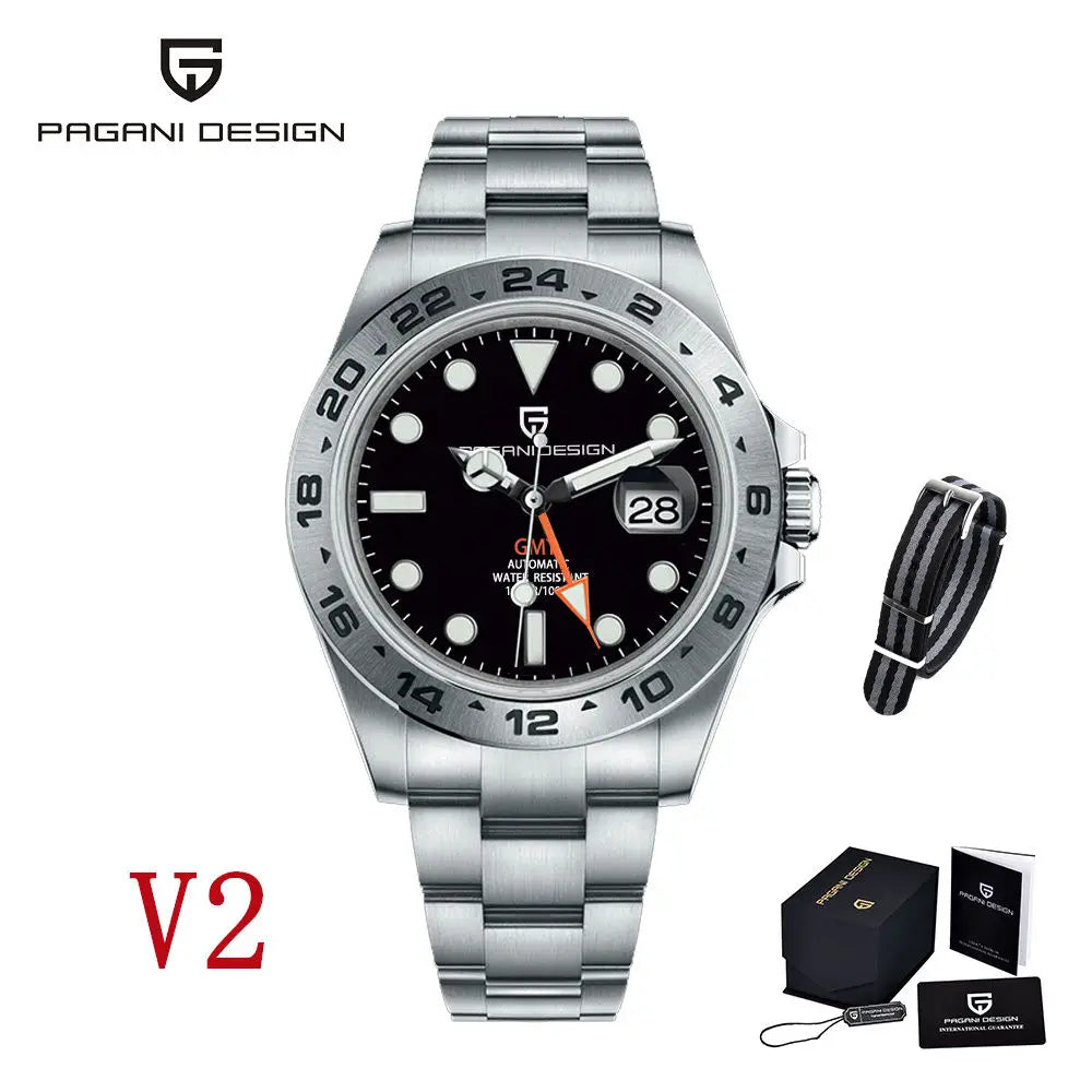 Pagani Design 2026 New Men's Automatic Mechanical Watch Gmt Sapphire Stainless Steel Waterproof 10Bar Luminous Bwg-9 Reloj Hombr