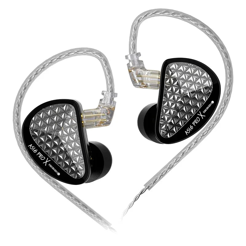 KZ AS16 PRO X HiFi In-Ear Monitor Earphones – 8 Balanced Armature Drivers Wired Headphones with Microphone