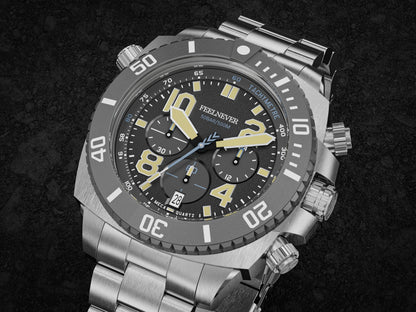 FeelNever Sport Automatic Movement Quartz Watch Stainless Steel Sapphire Crystal Watches Men 500M Waterproof Clocks Reloj Hombre