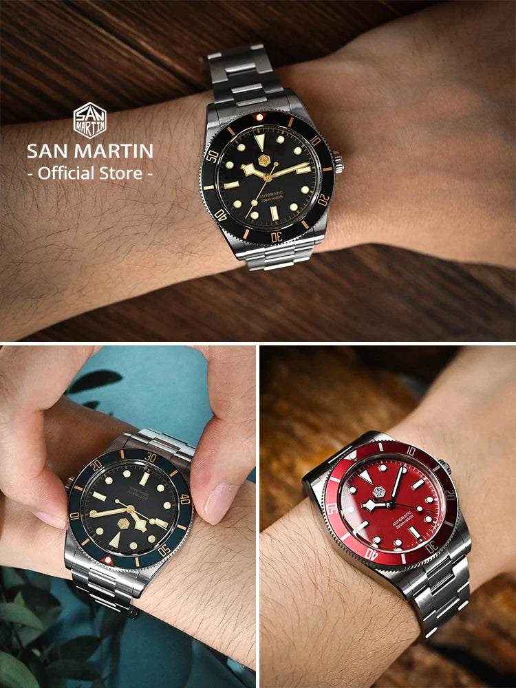 San Martin New 37mm BB54 Vintage Diver Watch ST2130 Automatic Mechanical Men Wristwatch Sapphire Luminous Waterproof 200m SN0138