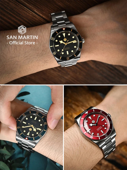 San Martin New 37mm BB54 Vintage Diver Watch ST2130 Automatic Mechanical Men Wristwatch Sapphire Luminous Waterproof 200m SN0138