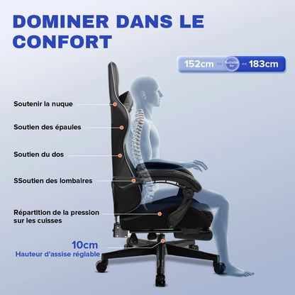 LUCK RACER Gaming Chair with Footrest Office Chair Ergonomic with Adjustable Lumbar Pillows, Pillow Gaming Chair