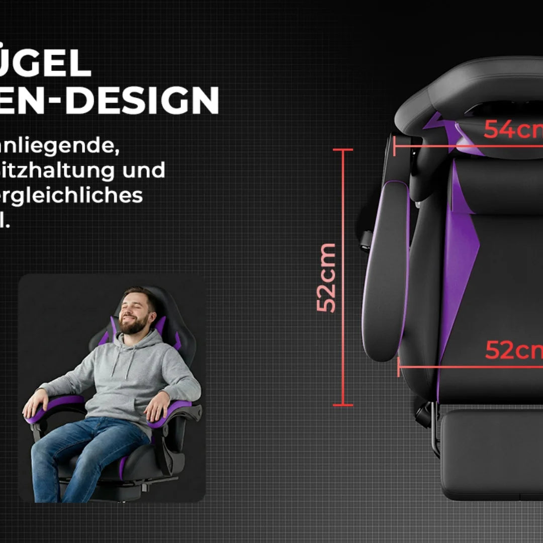 Ergonomic Gaming Chair with Lumbar Support Pillow & Headrest, Adjustable Gamer Chair for PC, Comfortable Gaming Chair for Adults