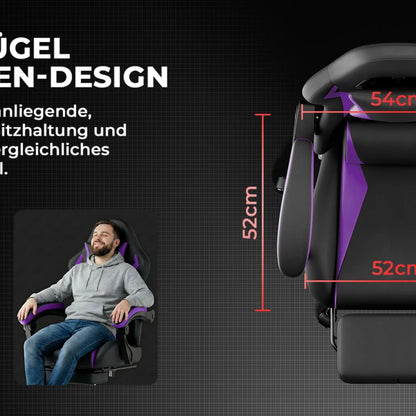 Ergonomic Gaming Chair with Lumbar Support Pillow & Headrest, Adjustable Gamer Chair for PC, Comfortable Gaming Chair for Adults
