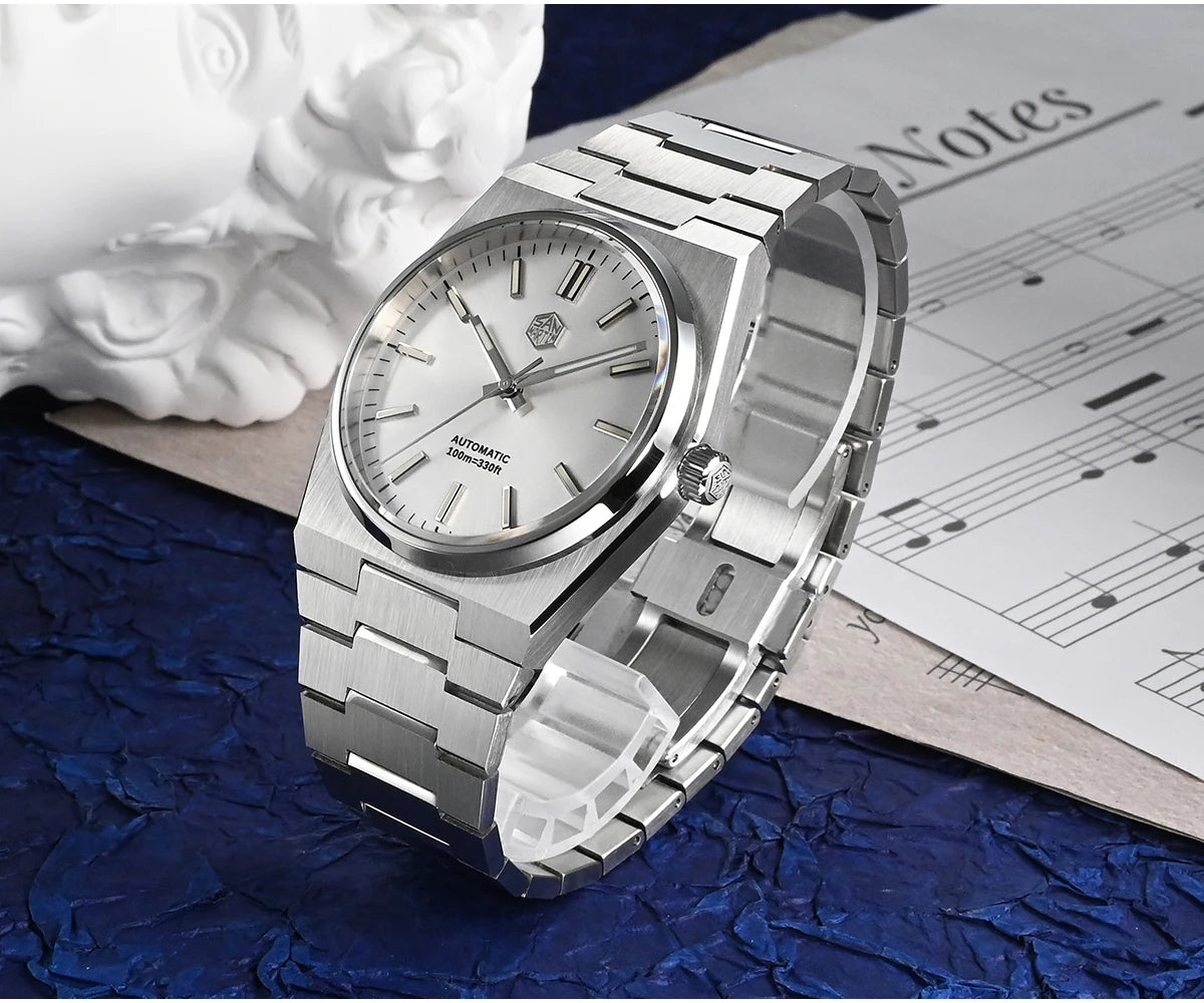 Relógio clássico de homem San Martin 40mm Miyota 9015, relógio de pulso mecânico automático de luxo elegante com bracelete de desengate rápido SN0023