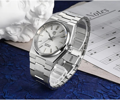 Relógio clássico de homem San Martin 40mm Miyota 9015, relógio de pulso mecânico automático de luxo elegante com bracelete de desengate rápido SN0023
