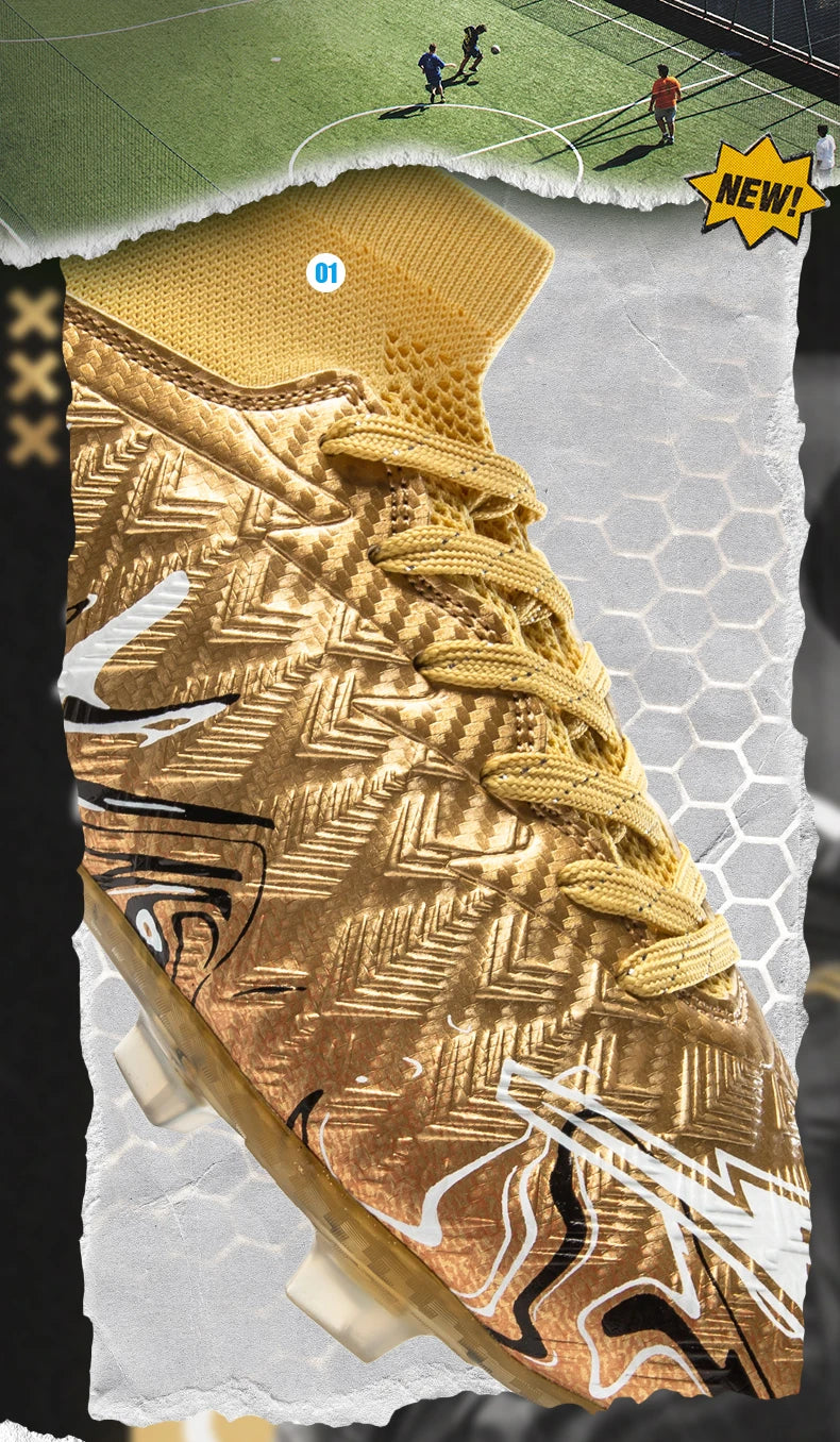 ro Performance HighCut Soccer Boots FG TF Studs Breathable Lightweight Cleats for Outdoor Grass and Turf Training Matches