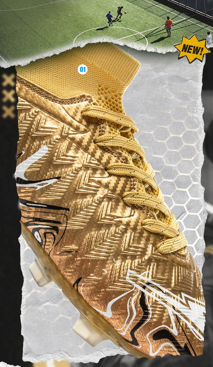 ro Performance HighCut Soccer Boots FG TF Studs Breathable Lightweight Cleats for Outdoor Grass and Turf Training Matches