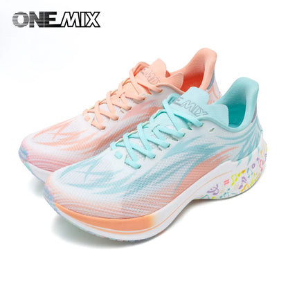 Zapatillas deportivas de running ONEMIX 2025 con placa de carbono para hombre y mujer, transpirables, amortiguadas, antideslizantes, PB, ligeras y con efecto rebote
