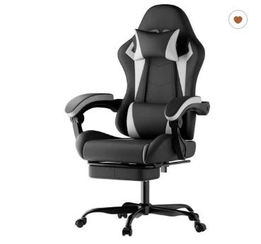 Ergonomic Gaming Chair with Lumbar Support Pillow & Headrest, Adjustable Gamer Chair for PC, Comfortable Gaming Chair for Adults