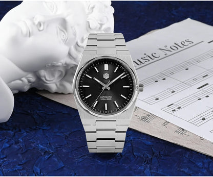 Relógio clássico de homem San Martin 40mm Miyota 9015, relógio de pulso mecânico automático de luxo elegante com bracelete de desengate rápido SN0023