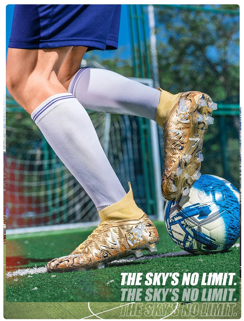 ro Performance HighCut Soccer Boots FG TF Studs Breathable Lightweight Cleats for Outdoor Grass and Turf Training Matches