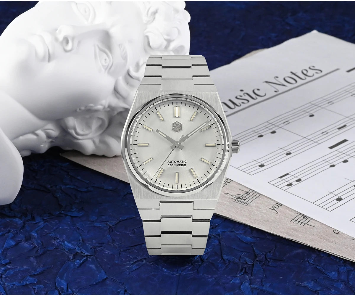 Relógio clássico de homem San Martin 40mm Miyota 9015, relógio de pulso mecânico automático de luxo elegante com bracelete de desengate rápido SN0023