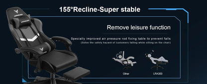 LUCK RACER Gaming Chair with Footrest Office Chair Ergonomic with Adjustable Lumbar Pillows, Pillow Gaming Chair