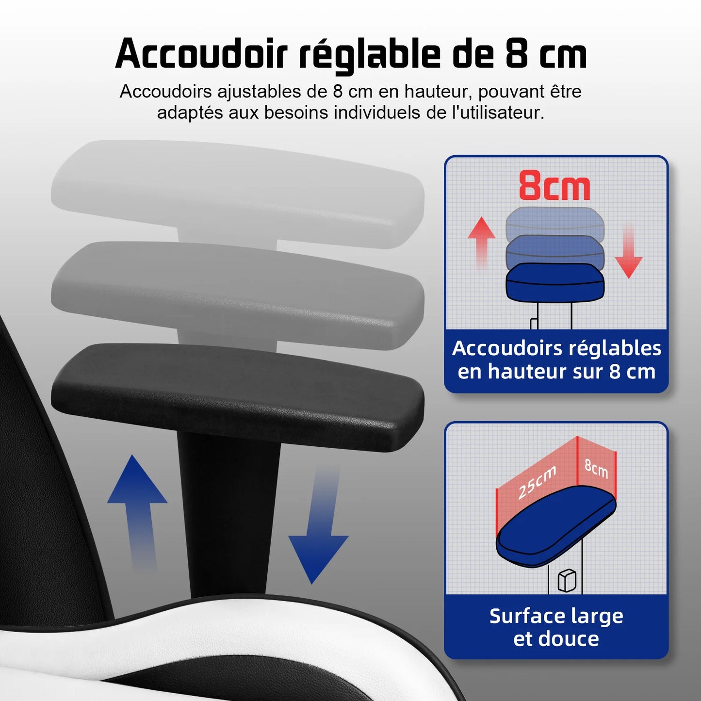 Hiazurm Ergonomic Gaming Chair for Adults, Adjustable Office Chair with 3D Wing Design, S-Shaped Back Support, Lumbar Support & Steel Frame