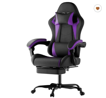 Ergonomic Gaming Chair with Lumbar Support Pillow & Headrest, Adjustable Gamer Chair for PC, Comfortable Gaming Chair for Adults