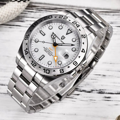 PAGANI DESIGN 2026 New Automatic Machinery Men's Watch GMT DG5833 Stainless Steel Sapphire Crystal 10 Bar Waterproof Watch