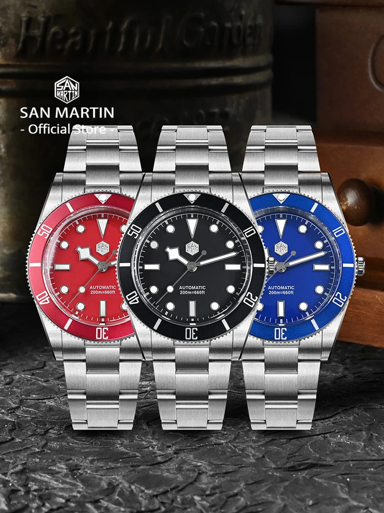 San Martin New 37mm BB54 Vintage Diver Watch ST2130 Automatic Mechanical Men Wristwatch Sapphire Luminous Waterproof 200m SN0138